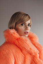 Load image into Gallery viewer, Neon Orange Winter Faux Fur Coat
